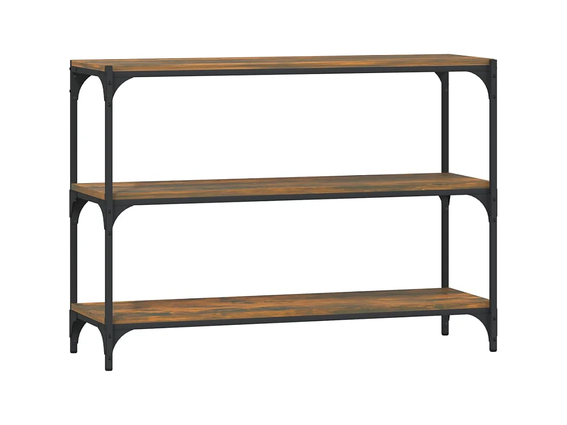 Boekenkast 100x33x70,5 cm bewerkt hout en staal gerookt eiken