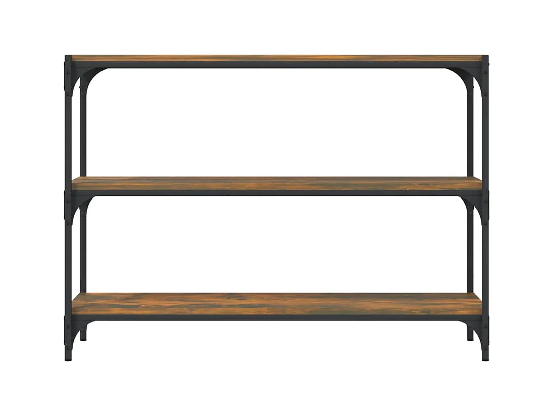 Boekenkast 100x33x70,5 cm bewerkt hout en staal gerookt eiken