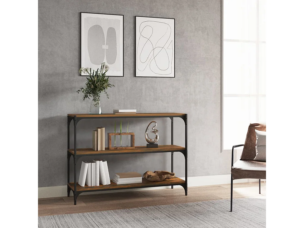 Bibliothèque Chêne fumé 100x33x70,5 cm Bois d'ingénierie acier