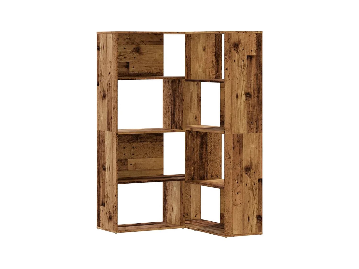 Bibliothèque d'angle à 4 niveaux vieux bois bois d'ingénierie