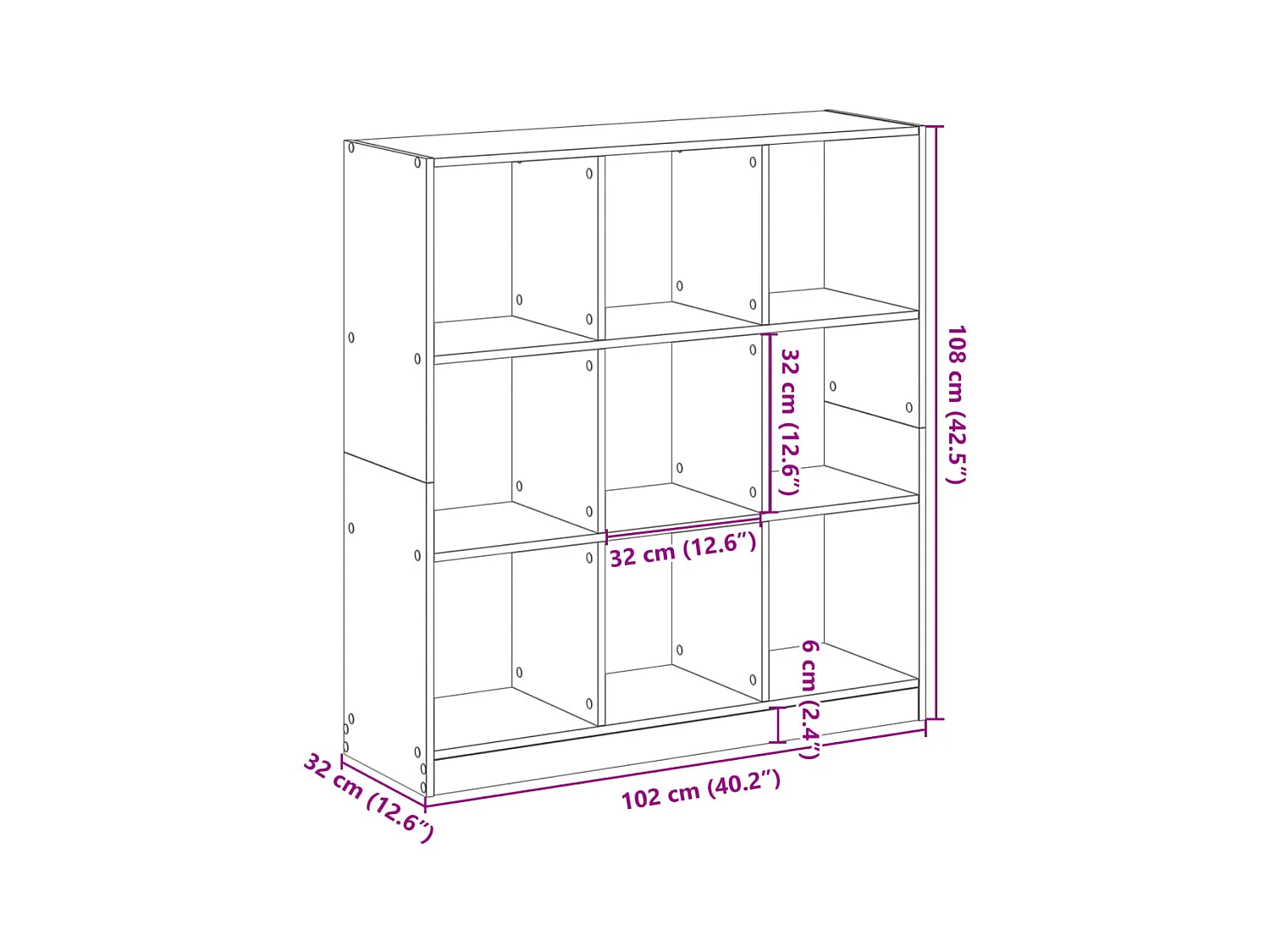 Boekenkast 102x32x108 cm bewerkt hout betongrijs