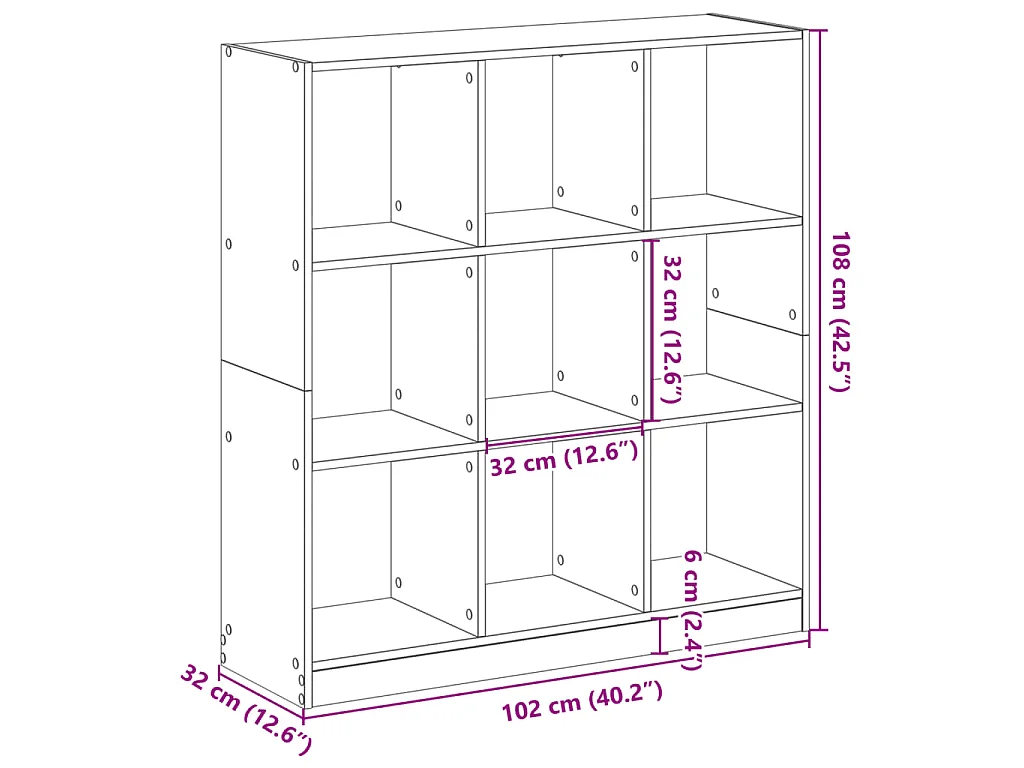 Boekenkast 102x32x108 cm bewerkt hout betongrijs