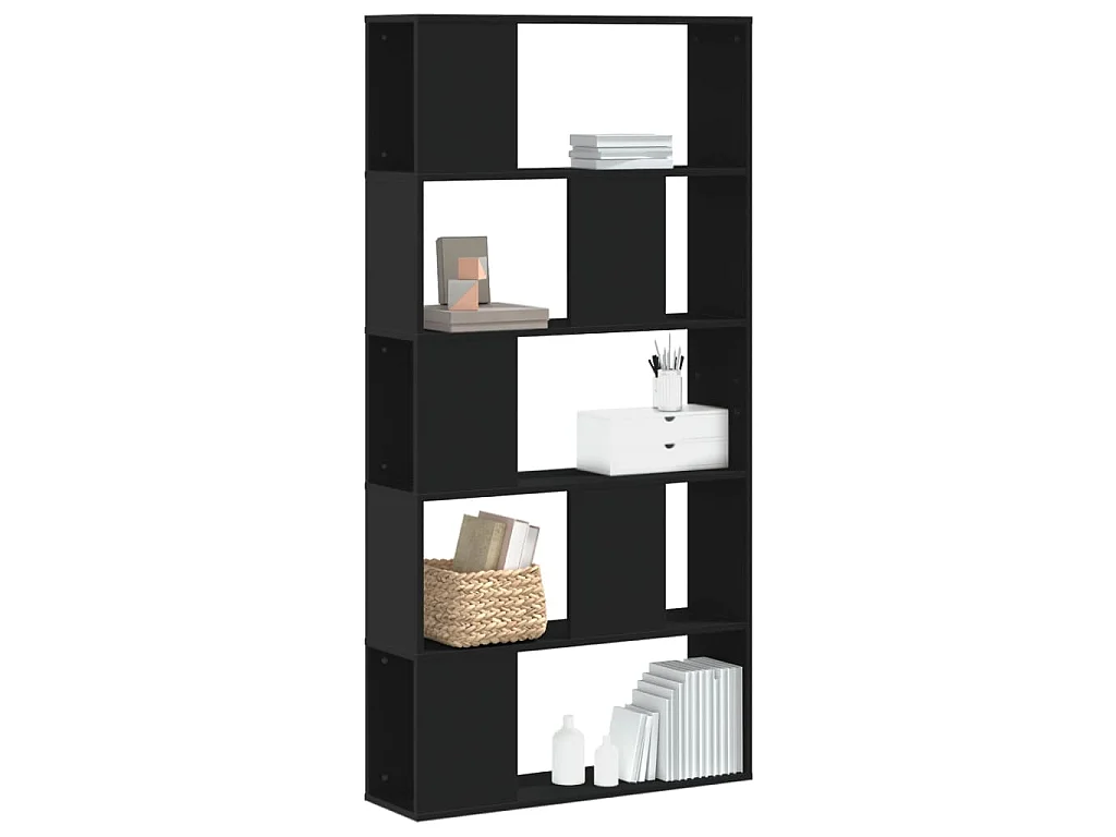Boekenkast 5-laags 80,5x23,5x162,5 cm bewerkt hout zwart