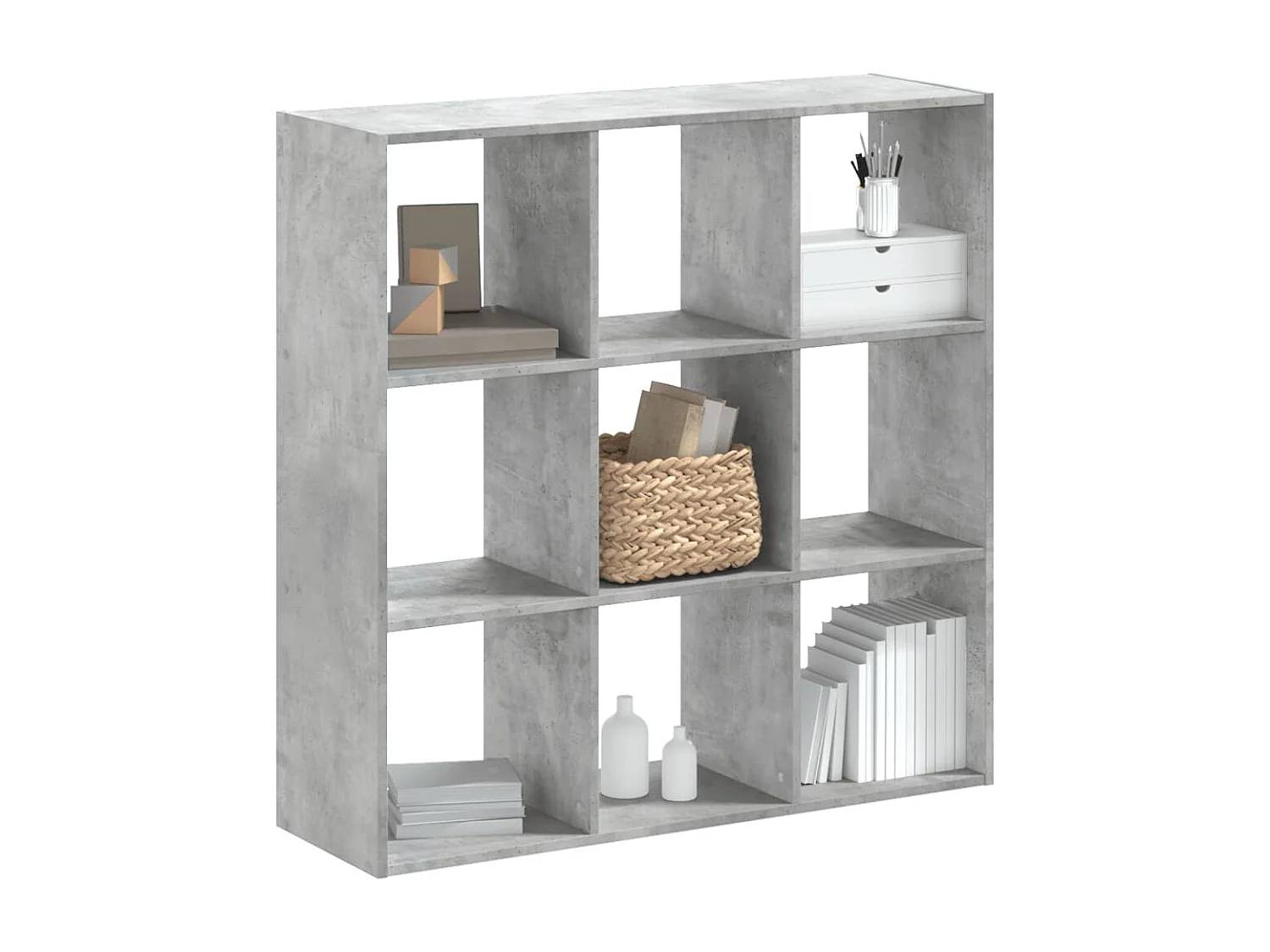 Estantería de madera de ingeniería gris hormigón 102x32x102 cm