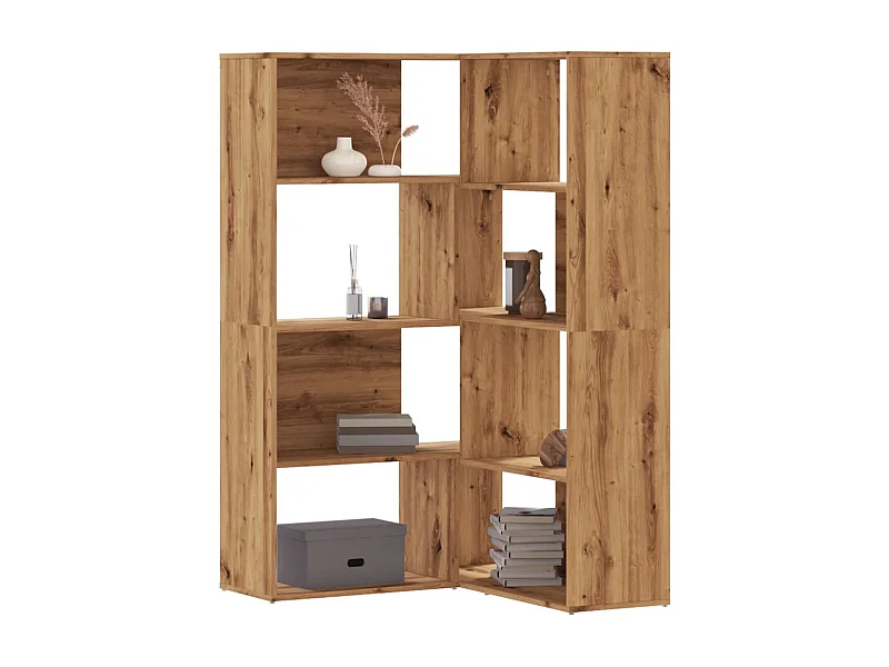 Boekenkast 4-laags hoek 85x85x140 cm hout artisanaal eikenkleur