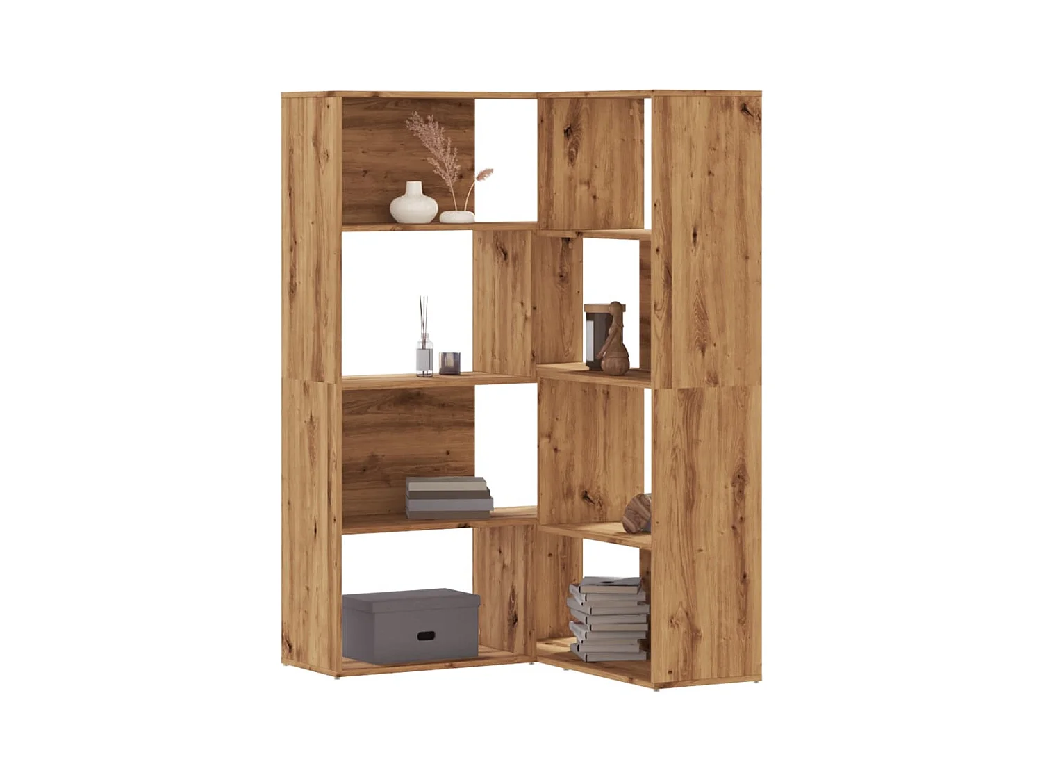 Bibliothèque d'angle 4 niveaux chêne artisanal bois ingénierie