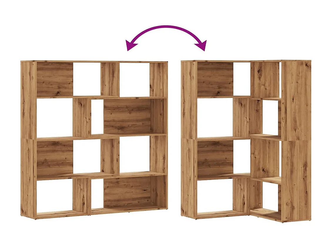 Eck-Bücherregal 4 Etagen Artisan-Eiche 85x85x140 Holzwerkstoff