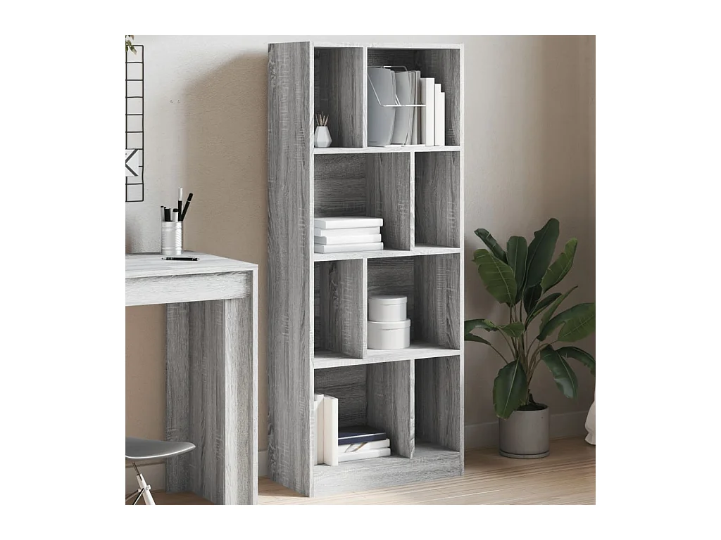 Bibliothèque sonoma gris 57x28,5x141 cm bois d'ingénierie