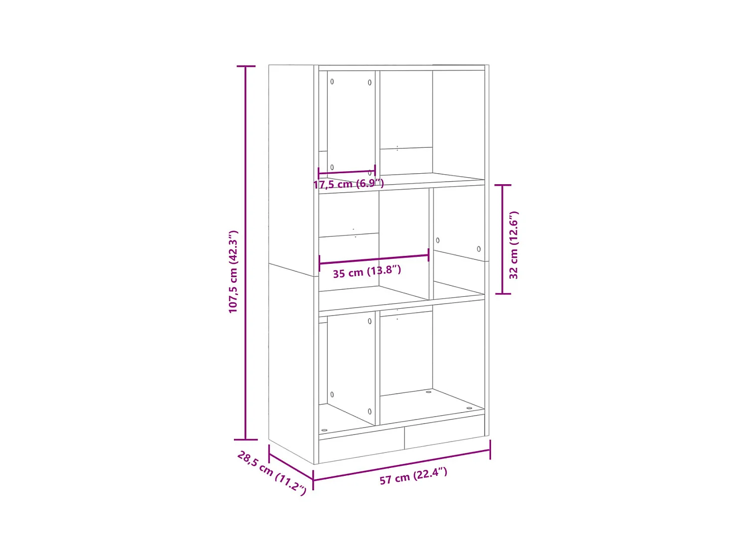 Bibliothèque chêne sonoma 57x28,5x107,5 cm bois d'ingénierie