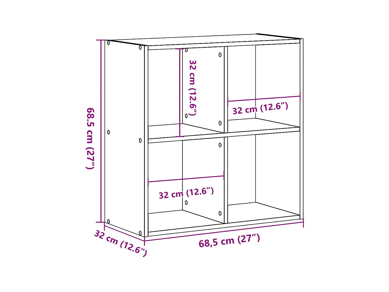 Bibliothèque blanc 68,5x32x68,5 cm bois d'ingénierie