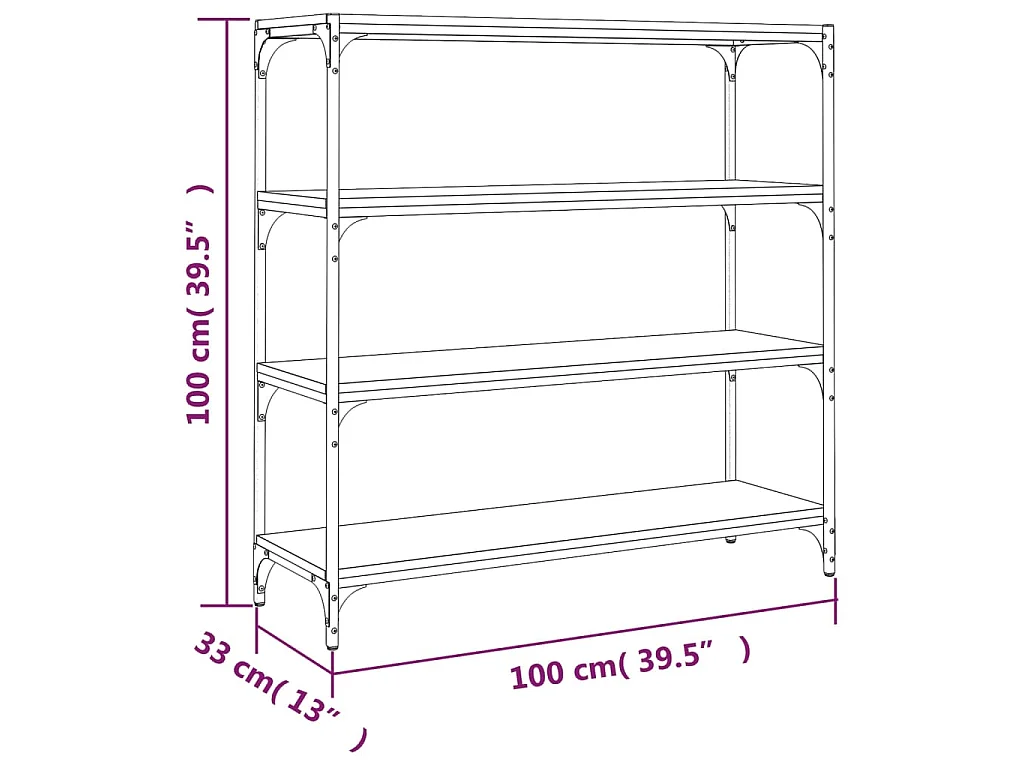 Libreria Rovere Sonoma 100x33x100cm Legno Multistrato e Acciaio