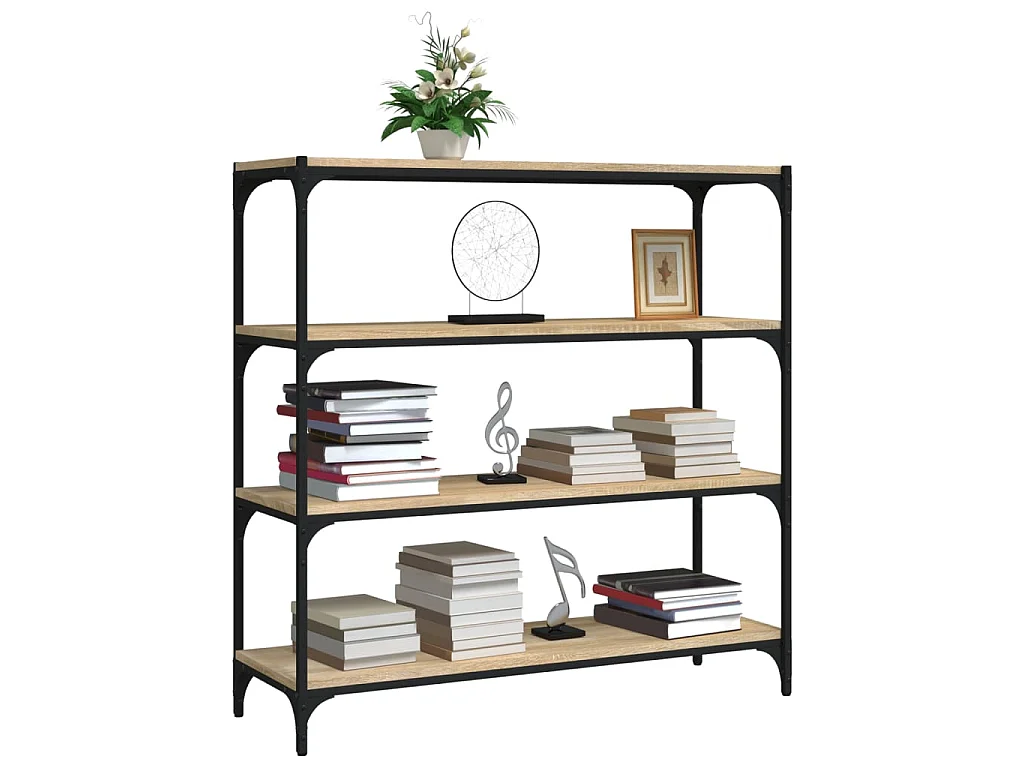 Libreria Rovere Sonoma 100x33x100cm Legno Multistrato e Acciaio