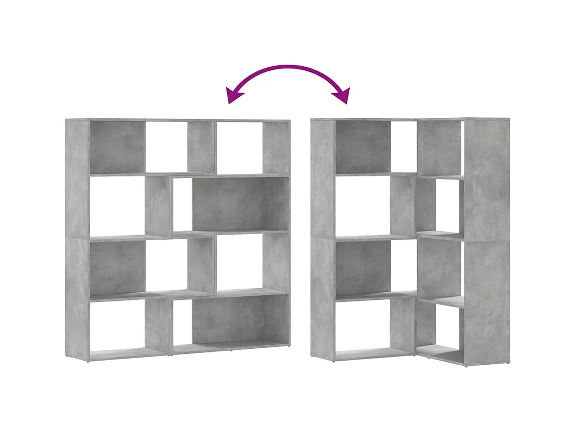 Eck-Bücherregal 4 Böden Betongrau 85x85x140 cm Holzwerkstoff