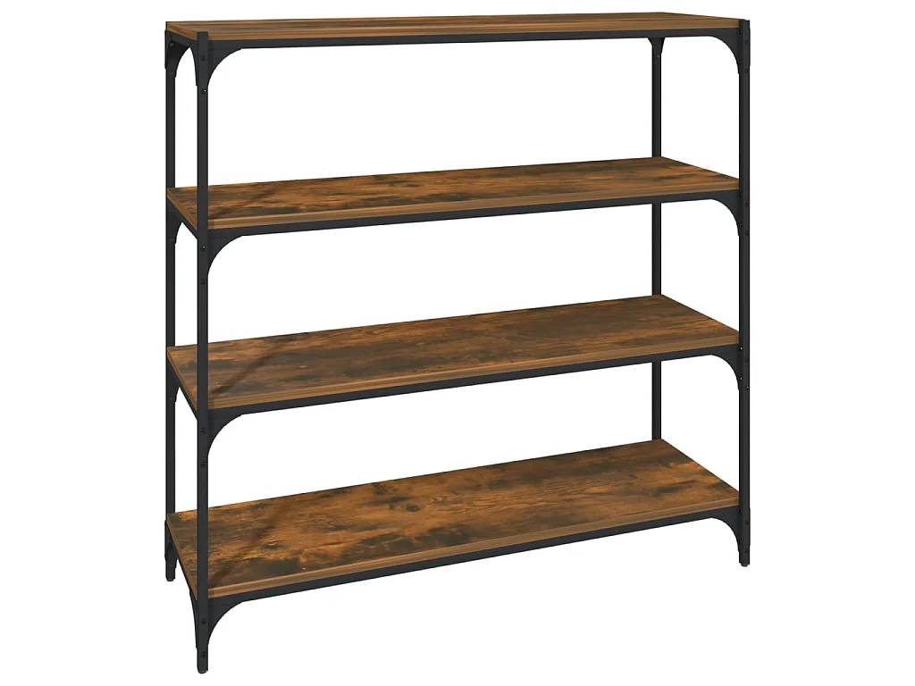 Bibliothèque Chêne fumé 100x33x100cm Bois d'ingénierie et acier