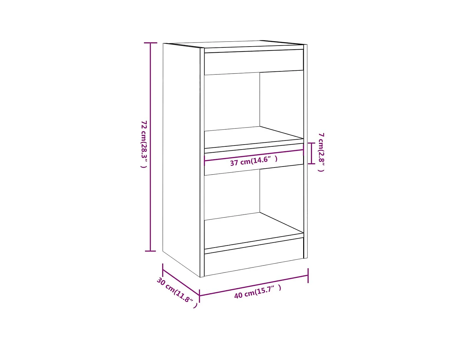 Bücherregal/Raumteiler Braun Eichen-Optik 40x30x72 cm