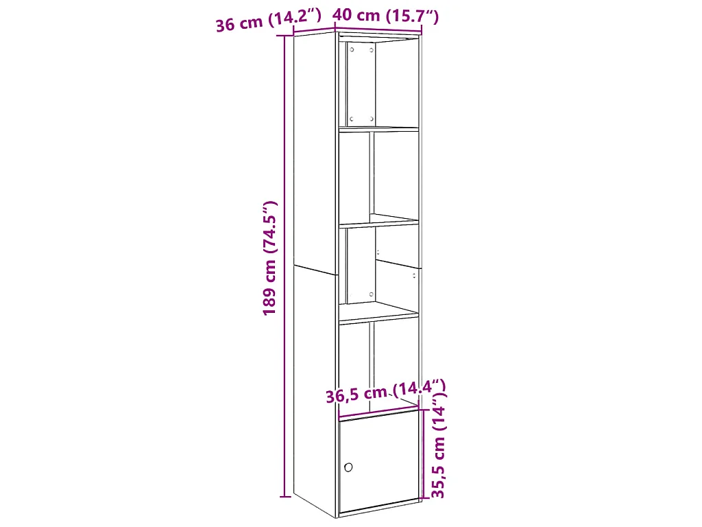 Bücherregal Grau Sonoma 40x36x189 cm Holzwerkstoff