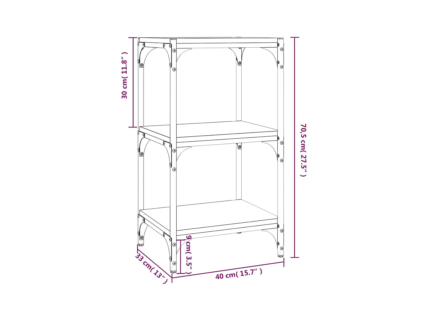Bibliothèque Chêne Sonoma 40x33x70,5 cm Bois d'ingénierie acier
