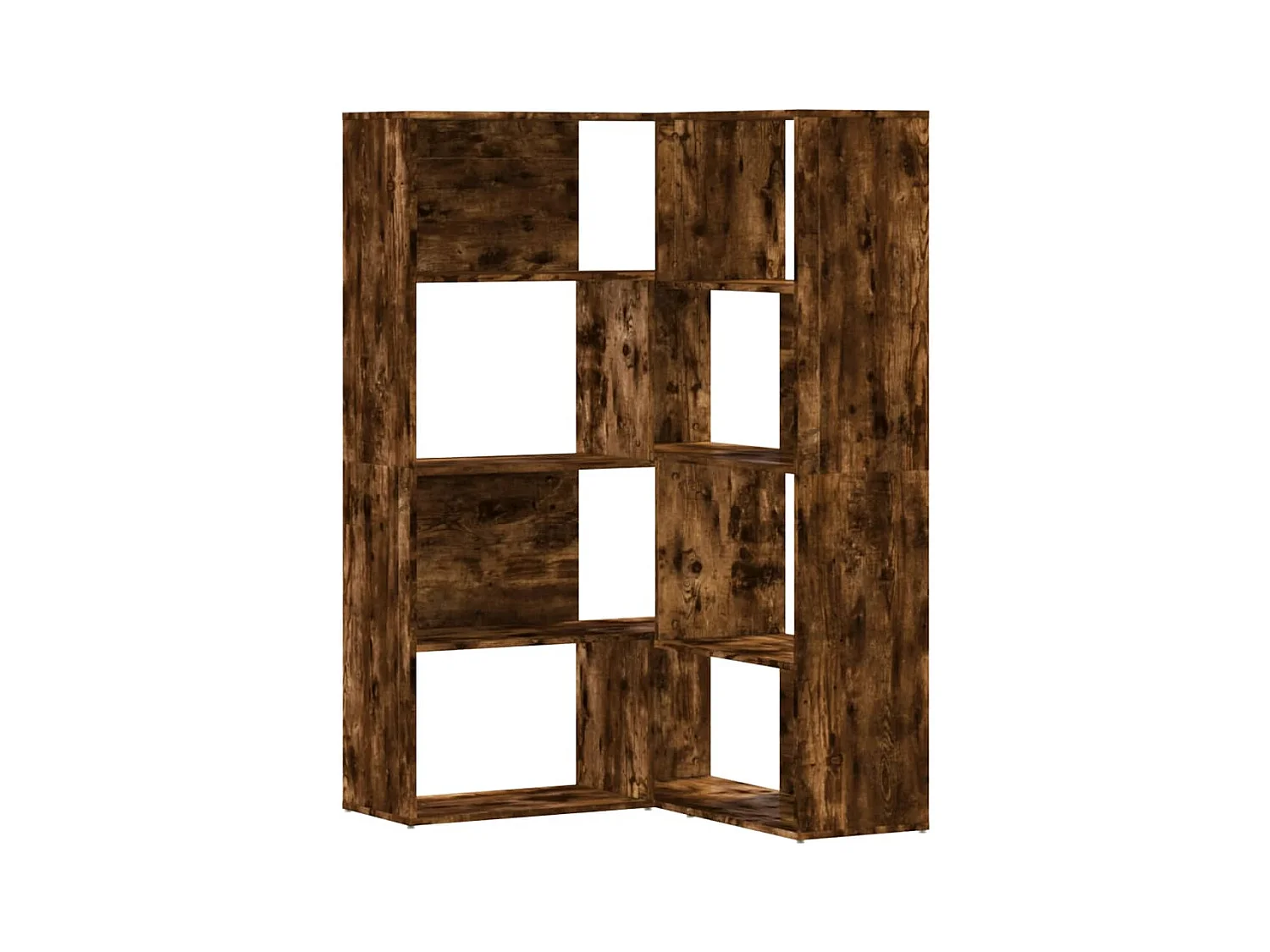 Boekenkast 4-laags hoek 85x85x140 cm bewerkt hout gerookt eiken