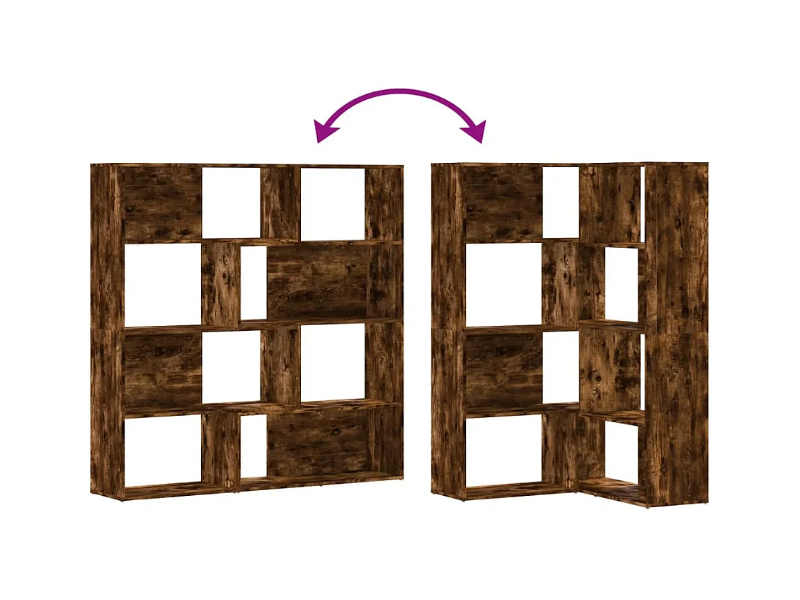 Boekenkast 4-laags hoek 85x85x140 cm bewerkt hout gerookt eiken