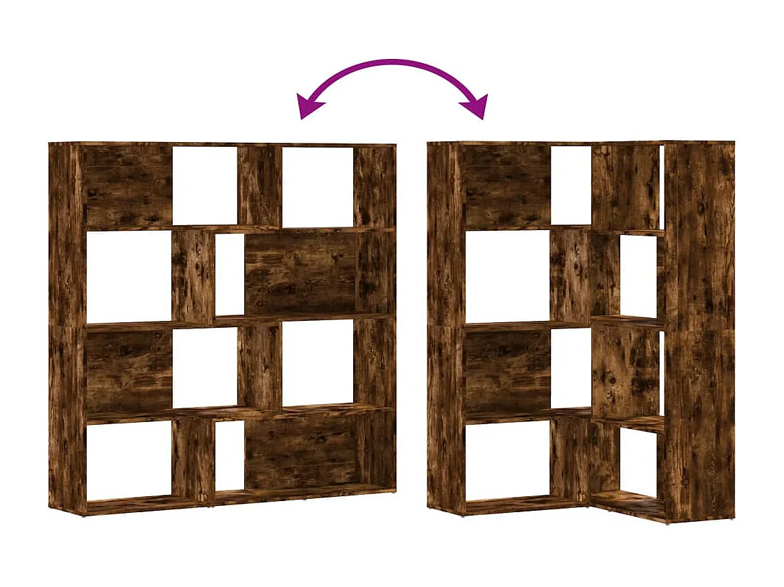 Eck-Bücherregal 4 Etagen Räuchereiche 85x85x140cm Holzwerkstoff