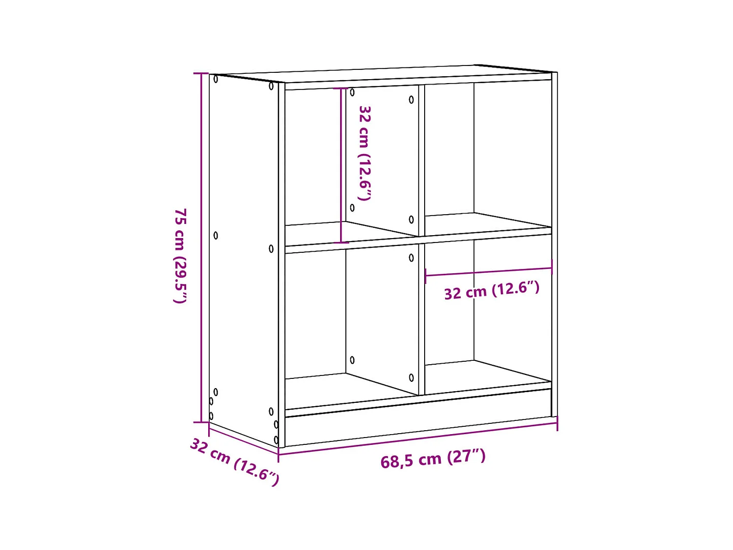 Bibliothèque blanc 68,5x32x75 cm bois d'ingénierie