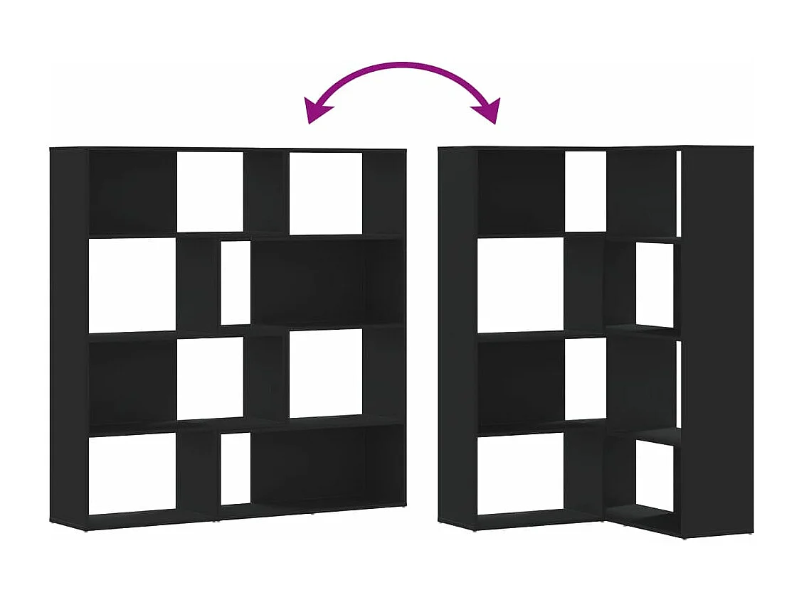 Eck-Bücherregal 4 Etagen Schwarz 85x85x140 cm Holzwerkstoff