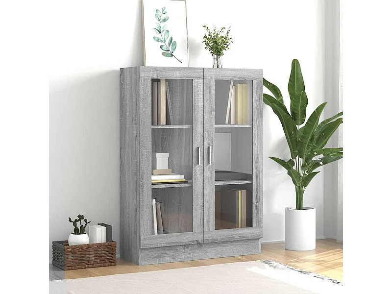Vitrinenschrank Grau Sonoma 82,5x30,5x115 cm Holzwerkstoff