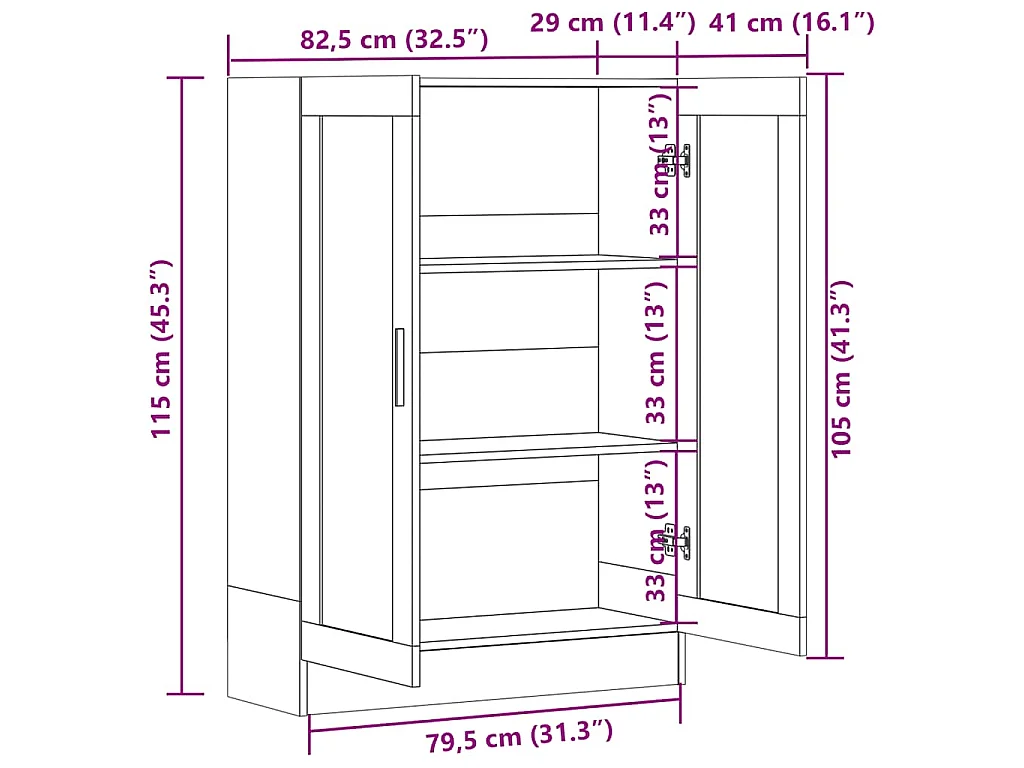 Vitrinekast 82,5x30,5x115 cm bewerkt hout grijs sonoma eiken