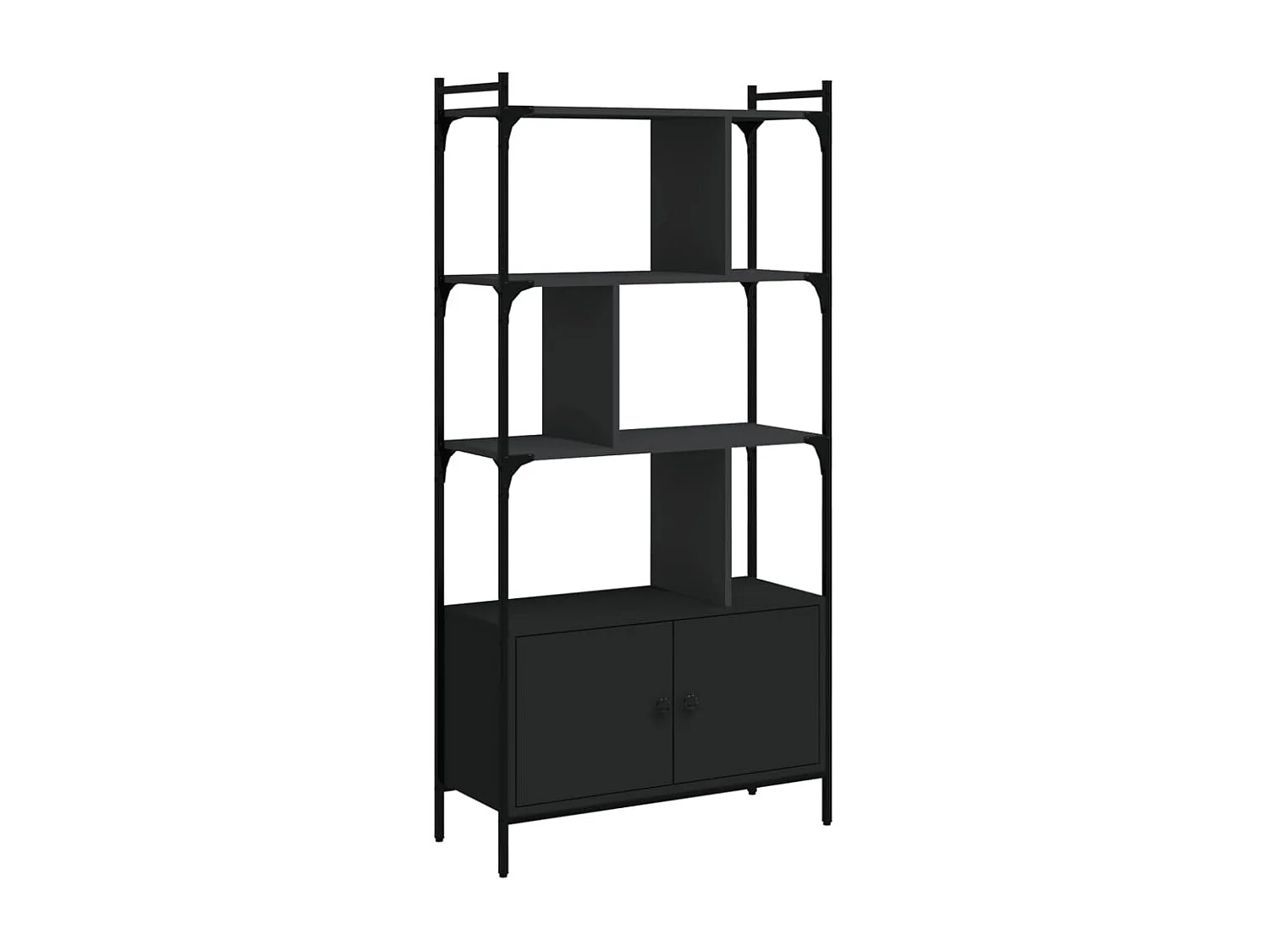 Libreria con Ante Nera 76,5x30x154,5 cm Legno Multistrato