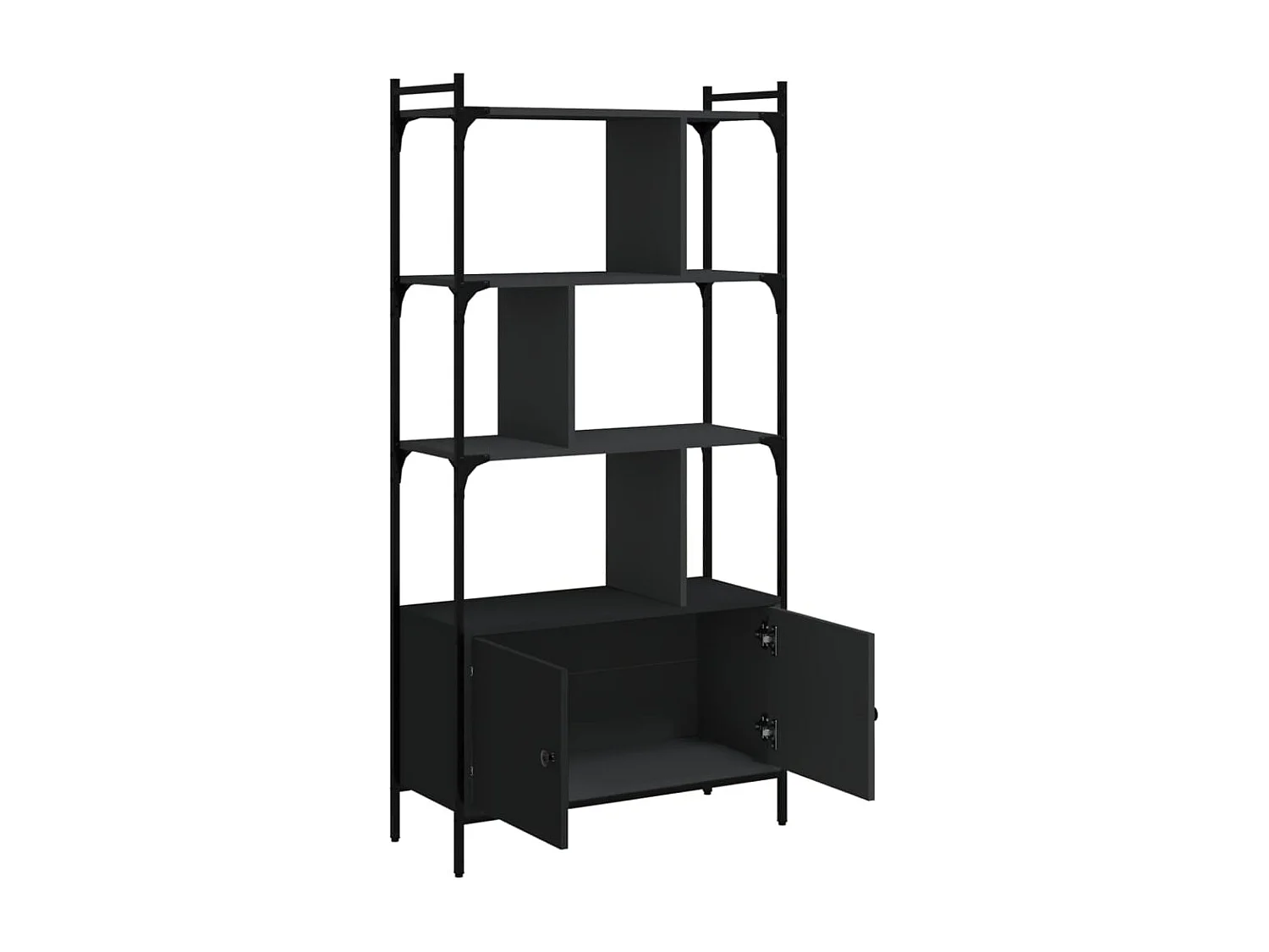 Libreria con Ante Nera 76,5x30x154,5 cm Legno Multistrato