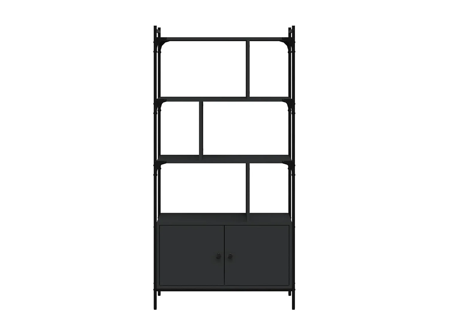 Libreria con Ante Nera 76,5x30x154,5 cm Legno Multistrato