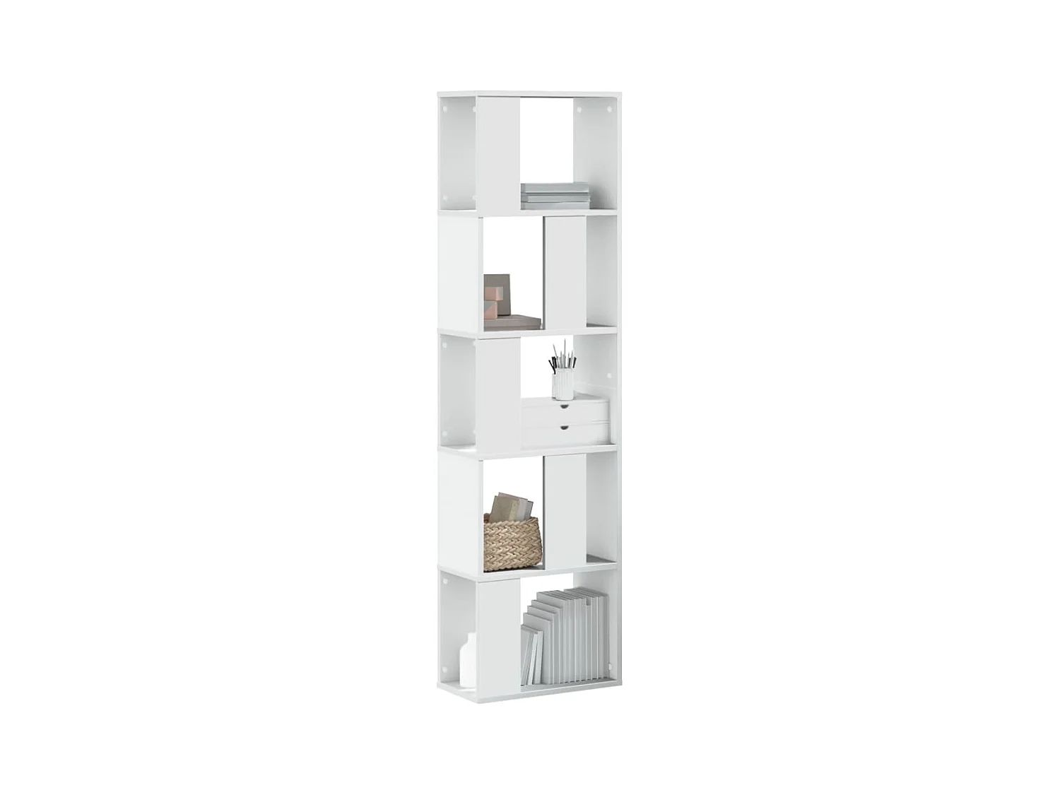 Bibliothèque 5 niveaux blanc 45x23,5x162,5 cm bois d'ingénierie