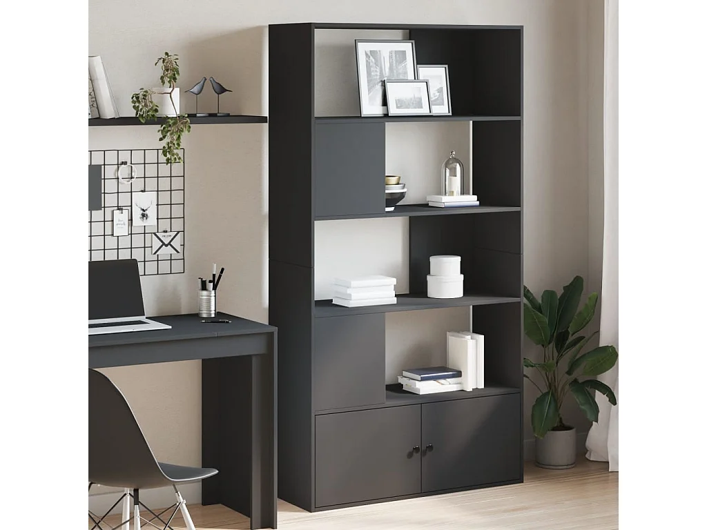 Bibliothèque noir 100x36x189 cm bois d&#039;ingénierie