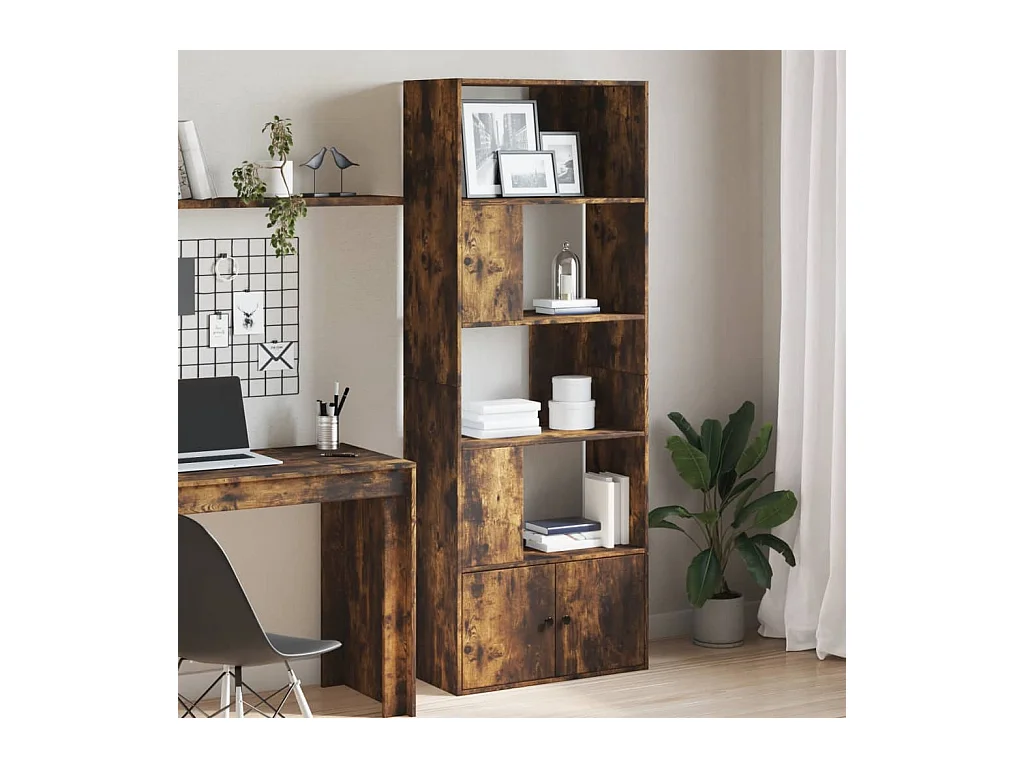 Bibliothèque chêne fumé 70x36x189 cm bois d'ingénierie