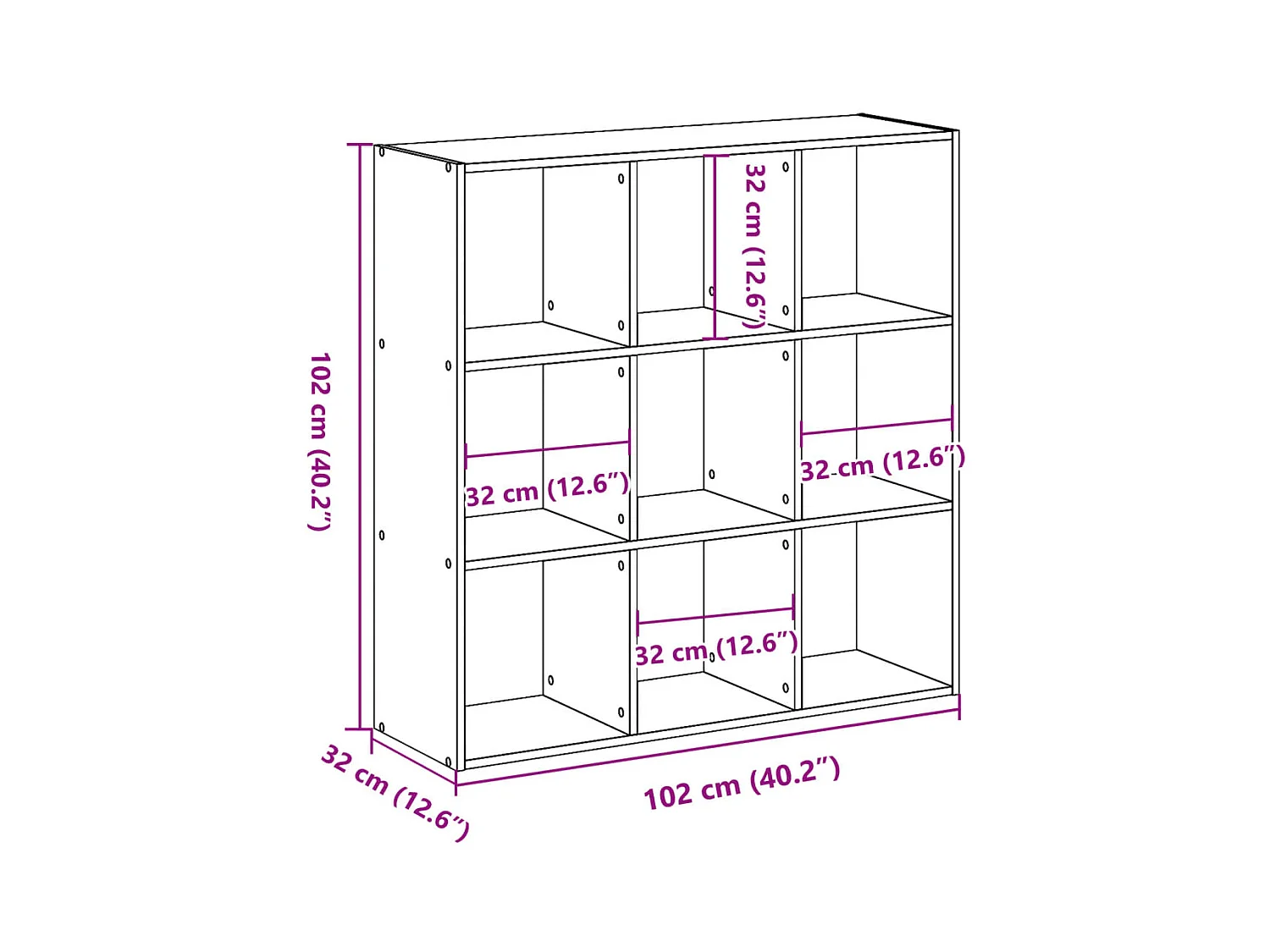 Bibliothèque sonoma gris 102x32x102 cm bois d'ingénierie
