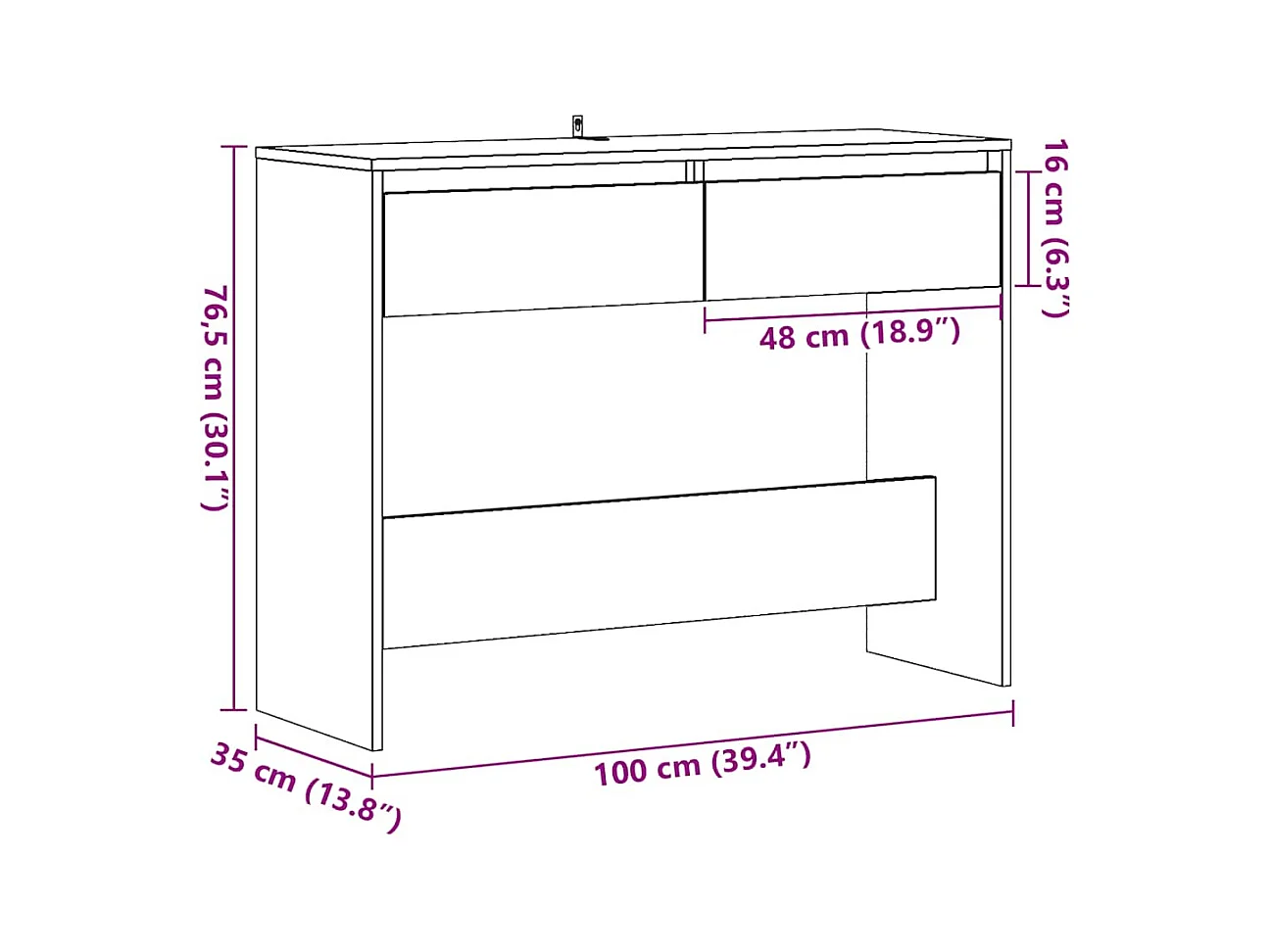 Tavolino Consolle Legno Vecchio 100x35x76,5 cm in Truciolato