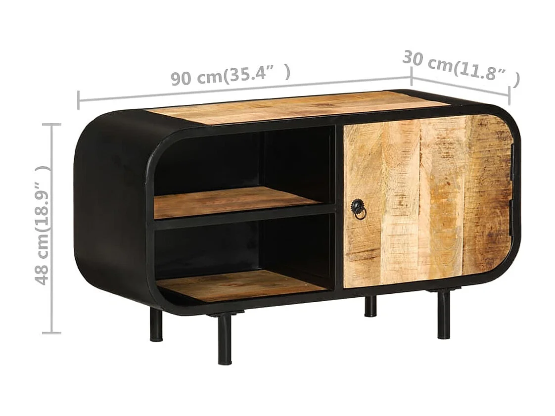 Mueble para TV de madera maciza de mango rugosa 90x30x48 cm