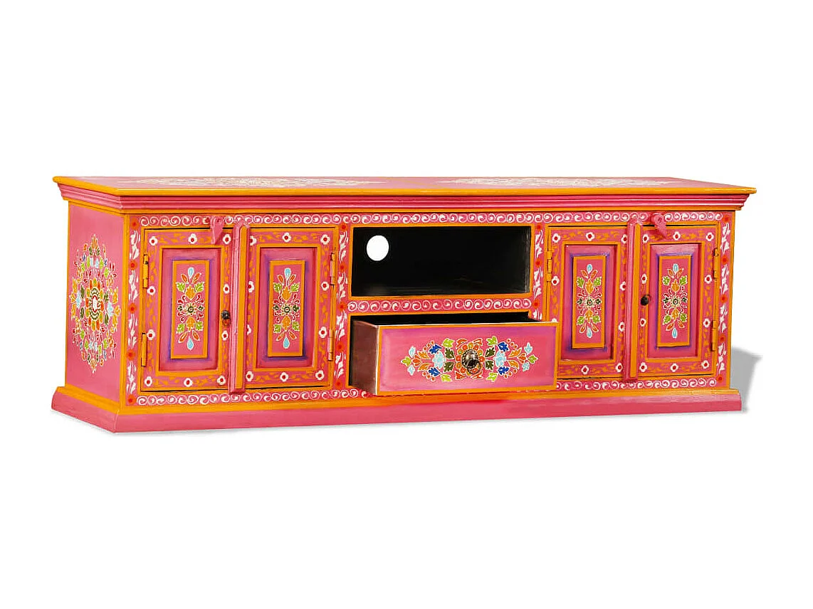 TV-Schrank Mangoholz Massiv Rosa Handbemalt