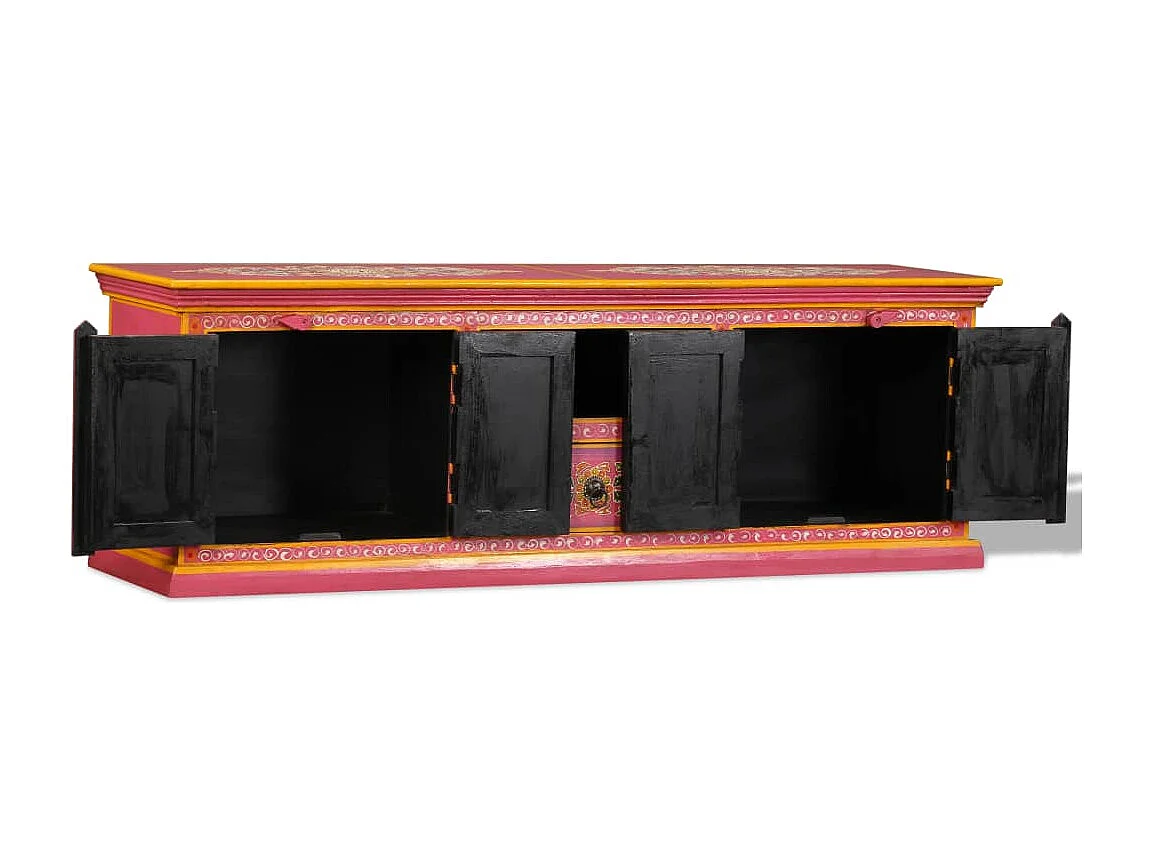 TV-Schrank Mangoholz Massiv Rosa Handbemalt