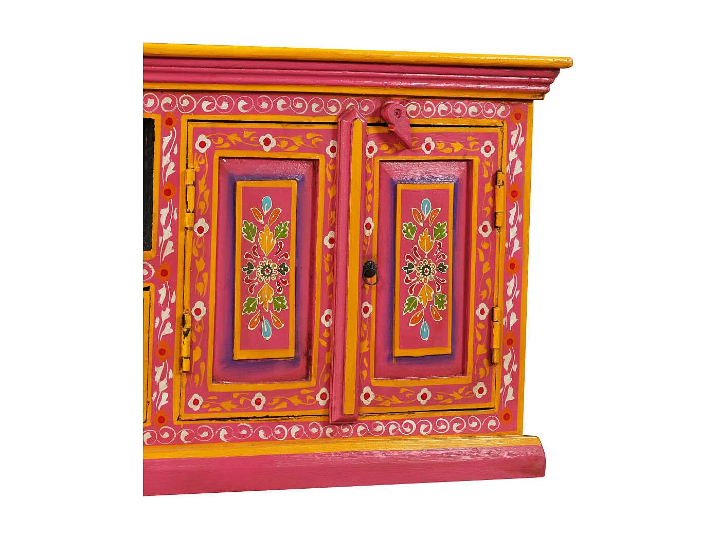 TV-Schrank Mangoholz Massiv Rosa Handbemalt