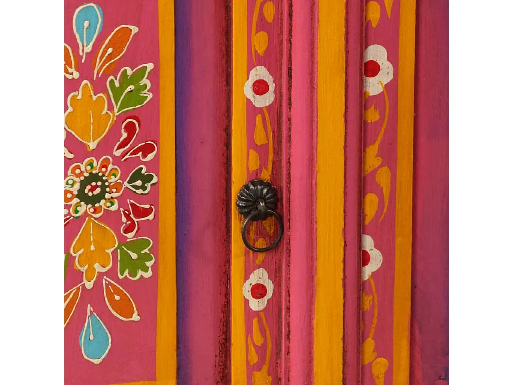 TV-Schrank Mangoholz Massiv Rosa Handbemalt