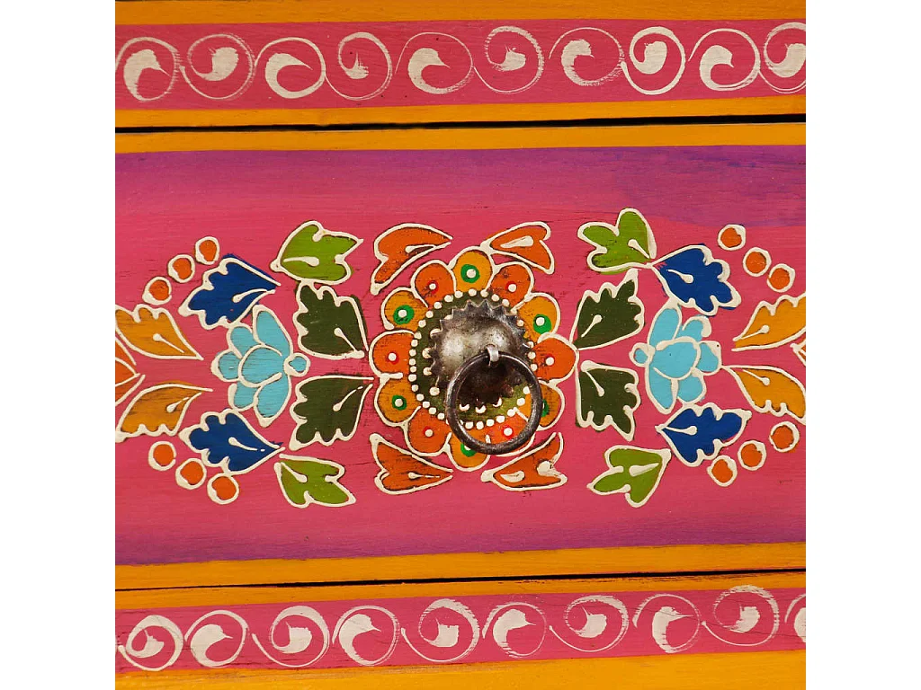 TV-Schrank Mangoholz Massiv Rosa Handbemalt