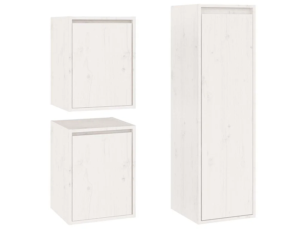 Meubles TV 3 pcs Blanc Bois massif de pin