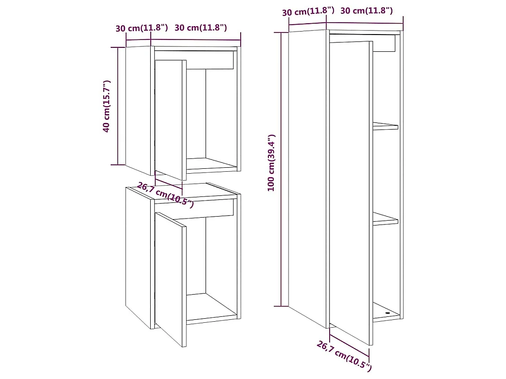 Meubles TV 3 pcs Blanc Bois massif de pin