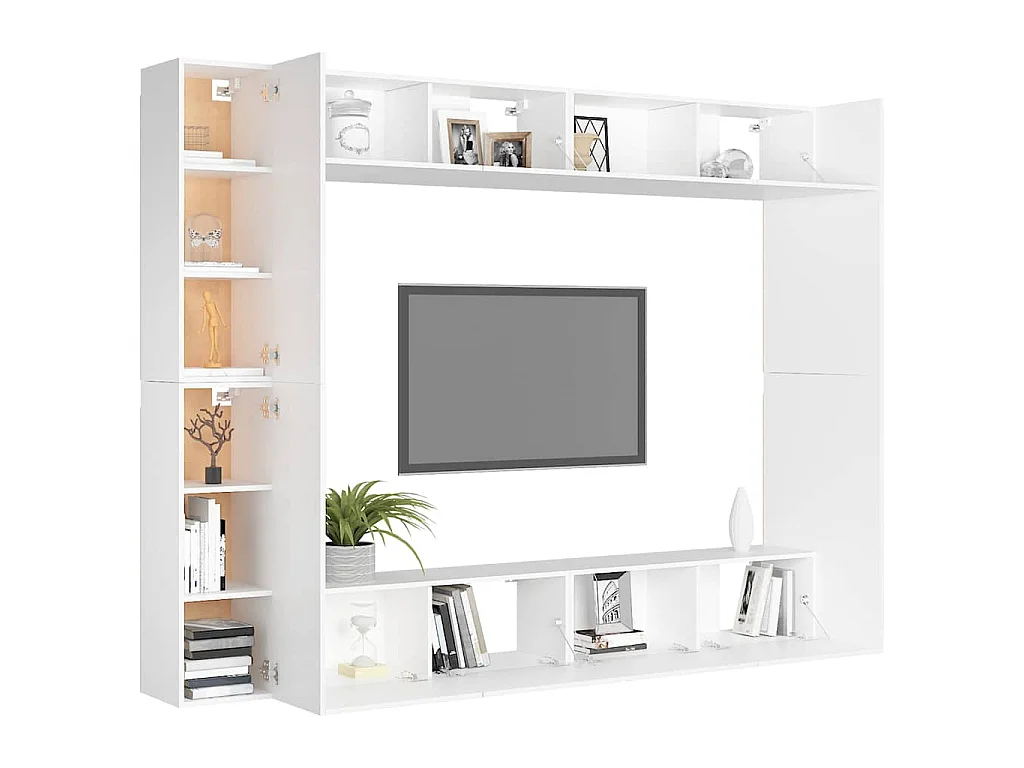 Ensemble de meubles TV 8 pcs Blanc Bois d'ingénierie