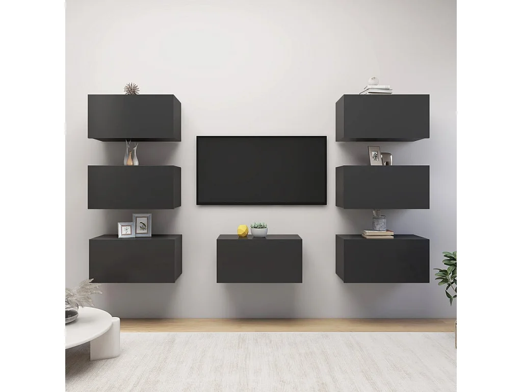Meubles TV 7 pcs Gris 30,5x30x60 cm Bois d'ingénierie