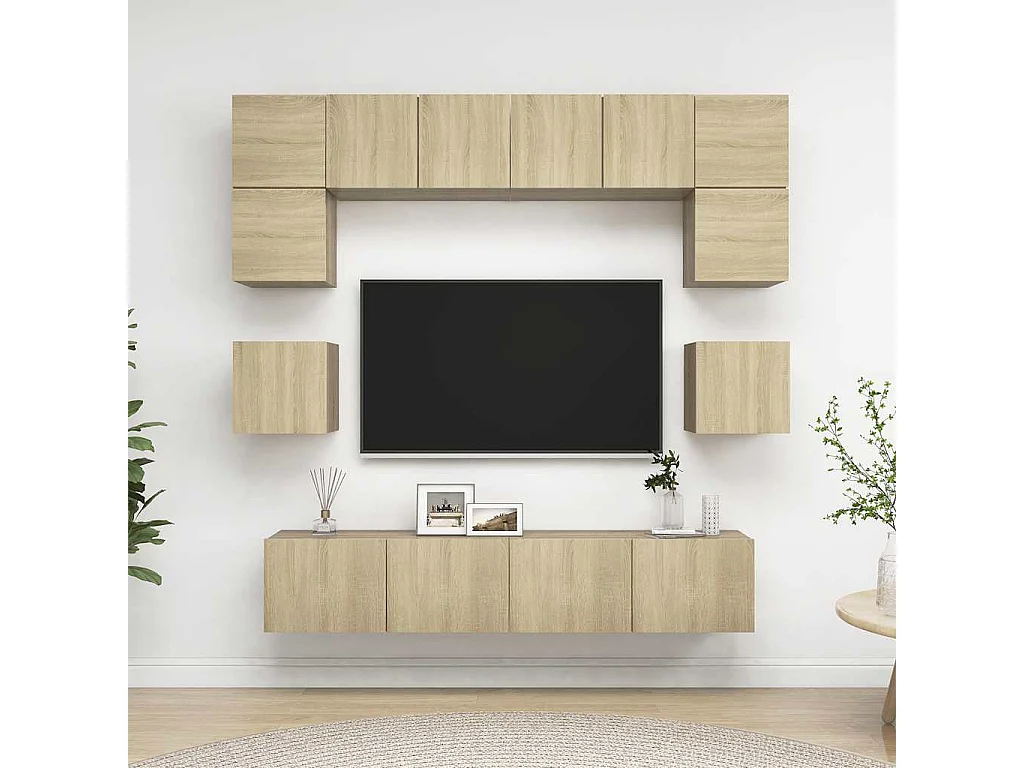 8-tlg. TV-Schrank-Set Sonoma-Eiche Holzwerkstoff