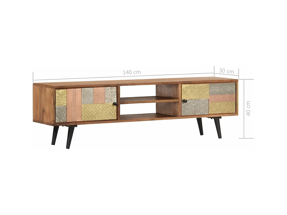 Mobile Porta TV 140x30x40 cm in Legno Massello di Acacia