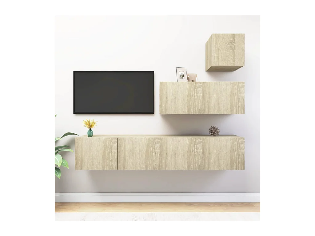 Ensemble de meubles TV 4 pcs Chêne sonoma Bois d'ingénierie