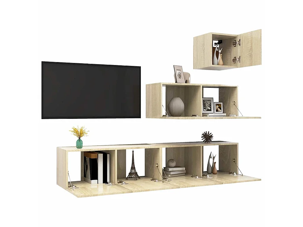 Ensemble de meubles TV 4 pcs Chêne sonoma Bois d'ingénierie